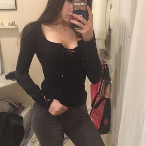 Lace up long sleeve shirt
